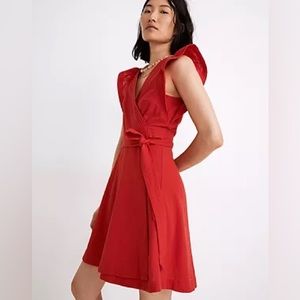 Madewell Ruffle-Sleeve Wrap Mini Dress. XSP